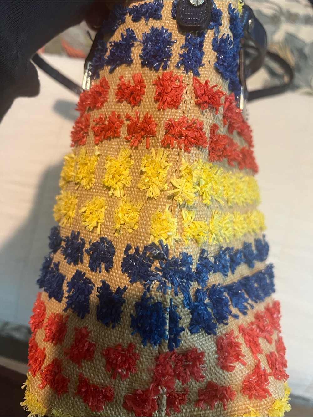 Christian Siriano Yellow, Navy & Coral Textured Tote - Picture 8 of 16